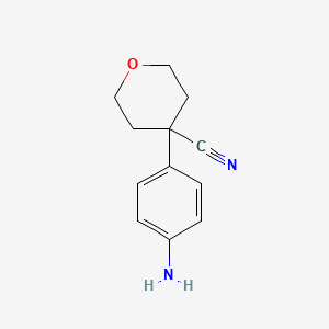 molecular formula C12H14N2O B8009206 4-(4-aminophenyl)tetrahydro-2H-pyran-4-carbonitrile 