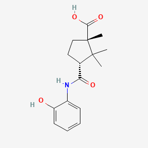 molecular formula C16H21NO4 B8009801 (1S,3R)-3-[(2-hydroxyphenyl)carbamoyl]-1,2,2-trimethylcyclopentane-1-carboxylic acid 