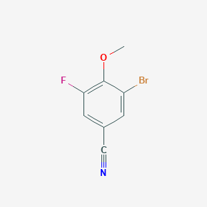 molecular formula C8H5BrFNO B8010189 3-Bromo-5-fluoro-4-methoxybenzonitrile 