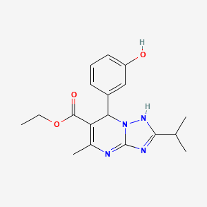 molecular formula C18H22N4O3 B8010508 ethyl 7-(3-hydroxyphenyl)-5-methyl-2-propan-2-yl-1,7-dihydro-[1,2,4]triazolo[1,5-a]pyrimidine-6-carboxylate 