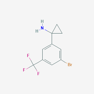 molecular formula C10H9BrF3N B8010787 1-[3-Bromo-5-(trifluoromethyl)phenyl]cyclopropan-1-amine 