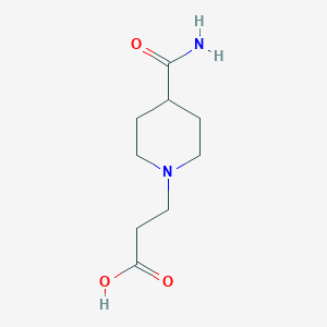 molecular formula C9H16N2O3 B080108 3-(4-氨基甲酰基哌啶-1-基)丙酸 CAS No. 915922-36-0
