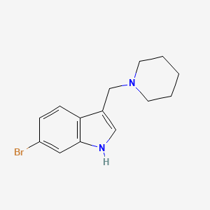 molecular formula C14H17BrN2 B8012159 6-Bromo-3-(piperidin-1-ylmethyl)-1H-indole 