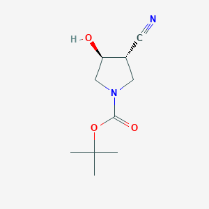 molecular formula C10H16N2O3 B8013915 TRANS-1-BOC-3-CYANO-4-HYDROXYPYRROLIDINE 