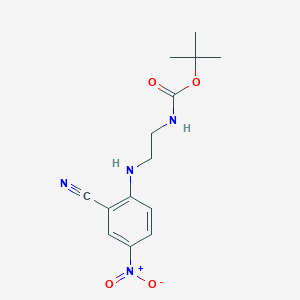 molecular formula C14H18N4O4 B8014234 tert-butyl N-[2-(2-cyano-4-nitroanilino)ethyl]carbamate 
