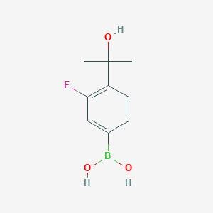 molecular formula C9H12BFO3 B8014357 3-Fluoro-4-(2-hydroxypropan-2-yl)phenylboronic acid 