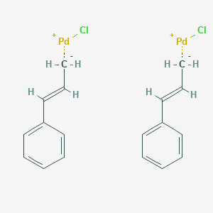 molecular formula C18H18Cl2Pd2 B8015019 chloropalladium(1+);[(E)-prop-1-enyl]benzene 