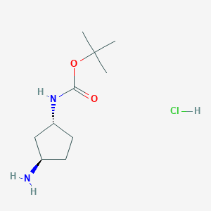 molecular formula C10H21ClN2O2 B8015055 rel-tert-Butyl ((1R,3R)-3-aminocyclopentyl)carbamate hydrochloride 