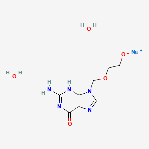 molecular formula C8H14N5NaO5 B8015089 sodium;2-[(2-amino-6-oxo-3H-purin-9-yl)methoxy]ethanolate;dihydrate 