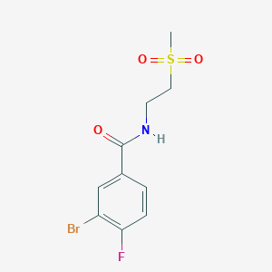 molecular formula C10H11BrFNO3S B8015268 3-Bromo-4-fluoro-N-(2-(methylsulfonyl)ethyl)benzamide 