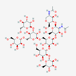 molecular formula C52H88N2O40 B080167 N-[(3S,4R,5S,6R)-5-[(2S,3R,4R,5S,6R)-3-acetamido-5-[(2S,3S,4S,5R,6R)-4-[(2R,3S,4S,5S,6R)-4,5-dihydroxy-6-(hydroxymethyl)-3-[(2S,3S,4S,5S,6R)-3,4,5-trihydroxy-6-(hydroxymethyl)oxan-2-yl]oxyoxan-2-yl]oxy-6-[[(2S,3S,4S,5R,6R)-3,5-dihydroxy-4-[(2S,3S,4S,5S,6R)-3,4,5-trihydroxy-6-(hydroxymethyl)oxan-2-yl]oxy-6-[[(2S,3S,4S,5S,6R)-3,4,5-trihydroxy-6-(hydroxymethyl)oxan-2-yl]oxymethyl]oxan-2-yl]oxymethyl]-3,5-dihydroxyoxan-2-yl]oxy-4-hydroxy-6-(hydroxymethyl)oxan-2-yl]oxy-4-hydroxy-6-(hydroxymethyl)oxan-3-yl]acetamide CAS No. 12009-08-4