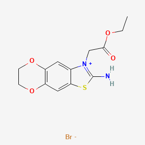 molecular formula C13H15BrN2O4S B8016707 ethyl 2-(2-amino-6,7-dihydro-[1,4]dioxino[2,3-f][1,3]benzothiazol-3-ium-3-yl)acetate;bromide 