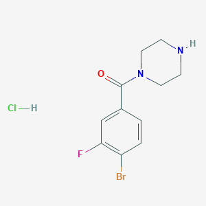 molecular formula C11H13BrClFN2O B8017090 1-(4-Bromo-3-fluorobenzoyl)piperazine hydrochloride 