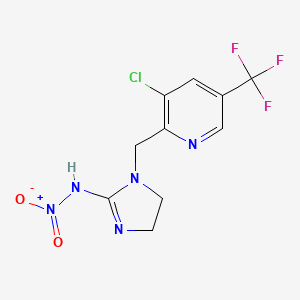 molecular formula C10H9ClF3N5O2 B8017351 N-[1-[[3-chloro-5-(trifluoromethyl)pyridin-2-yl]methyl]-4,5-dihydroimidazol-2-yl]nitramide 
