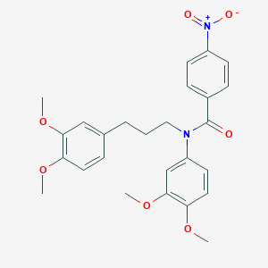 molecular formula C26H28N2O7 B8018304 N-(3,4-dimethoxyphenyl)-N-[3-(3,4-dimethoxyphenyl)propyl]-4-nitrobenzamide 