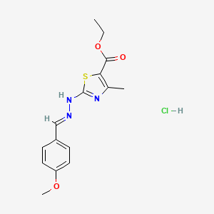 molecular formula C15H18ClN3O3S B8018828 ethyl 2-[(2E)-2-[(4-methoxyphenyl)methylidene]hydrazinyl]-4-methyl-1,3-thiazole-5-carboxylate;hydrochloride 