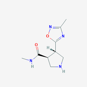 molecular formula C9H14N4O2 B8019389 N-Methyl-4-(3-methyl-1,2,4-oxadiazol-5-YL)pyrrolidine-3-carboxamide 
