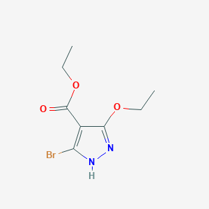 molecular formula C8H11BrN2O3 B8019509 ethyl 5-bromo-3-ethoxy-1H-pyrazole-4-carboxylate 