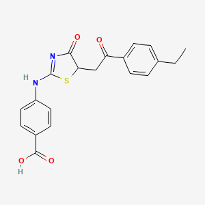 molecular formula C20H18N2O4S B8020095 4-[[5-[2-(4-ethylphenyl)-2-oxoethyl]-4-oxo-1,3-thiazol-2-yl]amino]benzoic acid 