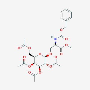 molecular formula C26H33NO14 B080205 Methyl (2S)-2-(phenylmethoxycarbonylamino)-3-[(2R,3R,4S,5S,6R)-3,4,5-triacetyloxy-6-(acetyloxymethyl)oxan-2-yl]oxypropanoate CAS No. 14364-68-2