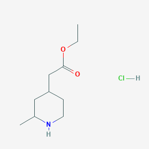 molecular formula C10H20ClNO2 B8020688 Ethyl 2-(2-methylpiperidin-4-yl)acetate hydrochloride 