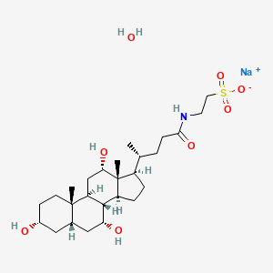 molecular formula C26H46NNaO8S B8020934 sodium;2-[[(4R)-4-[(3R,5S,7R,8R,9S,10S,12S,13R,14S,17R)-3,7,12-trihydroxy-10,13-dimethyl-2,3,4,5,6,7,8,9,11,12,14,15,16,17-tetradecahydro-1H-cyclopenta[a]phenanthren-17-yl]pentanoyl]amino]ethanesulfonate;hydrate 