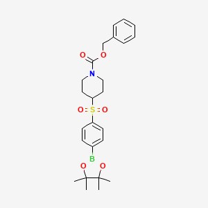 molecular formula C25H32BNO6S B8020968 Benzyl 4-((4-(4,4,5,5-tetramethyl-1,3,2-dioxaborolan-2-yl)phenyl)sulfonyl)piperidine-1-carboxylate 