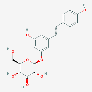 molecular formula C20H22O8 B8021015 (2S,3R,4S,5S,6R)-2-[3-hydroxy-5-[2-(4-hydroxyphenyl)ethenyl]phenoxy]-6-(hydroxymethyl)oxane-3,4,5-triol 