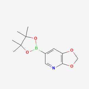 molecular formula C12H16BNO4 B8021028 6-(4,4,5,5-Tetramethyl-1,3,2-dioxaborolan-2-yl)-[1,3]dioxolo[4,5-b]pyridine 