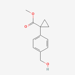 molecular formula C12H14O3 B8021662 Methyl 1-[4-(hydroxymethyl)phenyl]cyclopropane-1-carboxylate 