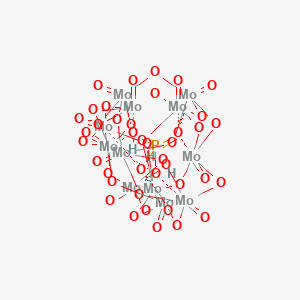 molecular formula H3Mo12O40P B8022038 Phosphoric acid;2,4,6,8,10,12,14,16,18,20,22,24,25,26,27,28,29,30,31,32,33,34,35,36-tetracosaoxa-1lambda6,3lambda6,5lambda6,7lambda6,9lambda6,11lambda6,13lambda6,15lambda6,17lambda6,19lambda6,21lambda6,23lambda6-dodecamolybdatridecacyclo[11.11.1.11,5.13,7.13,11.15,21.17,19.19,15.19,19.111,15.113,23.117,21.117,23]hexatriacontane 1,3,5,7,9,11,13,15,17,19,21,23-dodecaoxide 