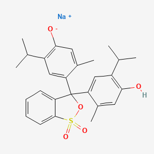 molecular formula C27H29NaO5S B8022368 sodium;4-[3-(4-hydroxy-2-methyl-5-propan-2-ylphenyl)-1,1-dioxo-2,1λ6-benzoxathiol-3-yl]-5-methyl-2-propan-2-ylphenolate 