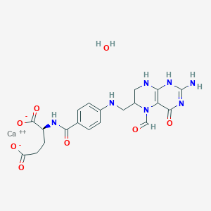 molecular formula C20H23CaN7O8 B8022519 calcium;(2S)-2-[[4-[(2-amino-5-formyl-4-oxo-1,6,7,8-tetrahydropteridin-6-yl)methylamino]benzoyl]amino]pentanedioate;hydrate 