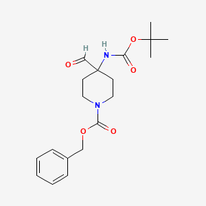 molecular formula C19H26N2O5 B8024225 Benzyl 4-formyl-4-[(2-methylpropan-2-yl)oxycarbonylamino]piperidine-1-carboxylate 