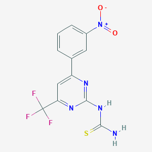 molecular formula C12H8F3N5O2S B8024455 6-(3-Nitrophenyl)-2-thioureido-4-(trifluoromethyl)pyrimidine 