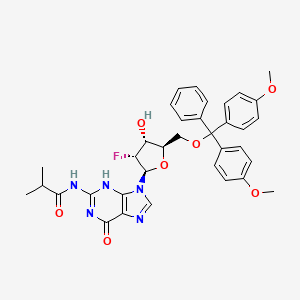 molecular formula C35H36FN5O7 B8024744 N-[9-[(2R,3R,4R,5R)-5-[[bis(4-methoxyphenyl)-phenylmethoxy]methyl]-3-fluoro-4-hydroxyoxolan-2-yl]-6-oxo-3H-purin-2-yl]-2-methylpropanamide 