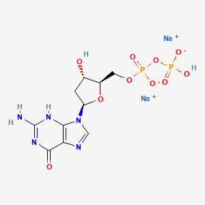 molecular formula C10H13N5Na2O10P2 B8025482 disodium;[[(2R,3S,5R)-5-(2-amino-6-oxo-3H-purin-9-yl)-3-hydroxyoxolan-2-yl]methoxy-oxidophosphoryl] hydrogen phosphate 