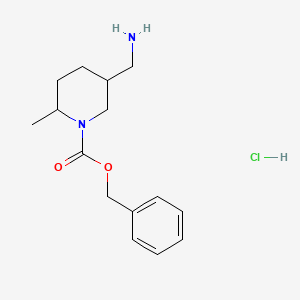 molecular formula C15H23ClN2O2 B8026278 Benzyl 5-(aminomethyl)-2-methylpiperidine-1-carboxylate hydrochloride 