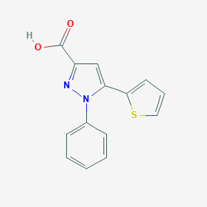 molecular formula C14H10N2O2S B080274 1-phenyl-5-(thiophen-2-yl)-1H-pyrazole-3-carboxylic acid CAS No. 220192-02-9