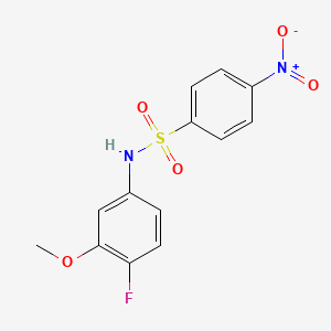 molecular formula C13H11FN2O5S B8028788 N-(4-fluoro-3-methoxyphenyl)-4-nitrobenzene-1-sulfonamide 