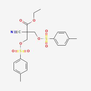 molecular formula C21H23NO8S2 B8030339 Ethyl 2-cyano-3-(tosyloxy)-2-((tosyloxy)methyl)propanoate CAS No. 1951441-63-6