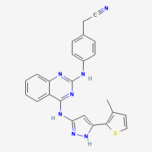 2-(4-((4-((5-(3-Methylthiophen-2-yl)-1H-pyrazol-3-yl)amino)quinazolin-2-yl)amino)phenyl)acetonitrile