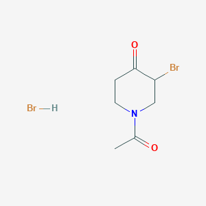 molecular formula C7H11Br2NO2 B8030490 1-Acetyl-3-bromopiperidin-4-one hydrobromide 