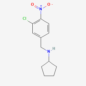molecular formula C12H15ClN2O2 B8030641 N-[(3-Chloro-4-nitrophenyl)methyl]cyclopentanamine 