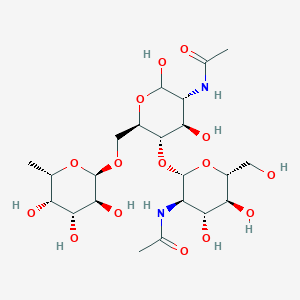 molecular formula C22H38N2O15 B8033829 N-[(3R,4R,5S,6R)-5-[(2S,3R,4R,5S,6R)-3-Acetamido-4,5-dihydroxy-6-(hydroxymethyl)oxan-2-yl]oxy-2,4-dihydroxy-6-[[(2R,3S,4R,5S,6S)-3,4,5-trihydroxy-6-methyloxan-2-yl]oxymethyl]oxan-3-yl]acetamide 