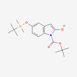 molecular formula C19H29NO4Si B8034371 tert-butyl 5-[(tert-butyldimethylsilyl)oxy]-2-hydroxy-1H-indole-1-carboxylate 