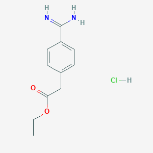 molecular formula C11H15ClN2O2 B8035833 Ethyl 2-(4-carbamimidoylphenyl)acetate;hydrochloride 