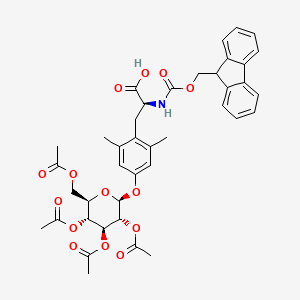 molecular formula C40H43NO14 B8035859 (2S)-3-[2,6-dimethyl-4-[(2S,3R,4S,5R,6R)-3,4,5-triacetyloxy-6-(acetyloxymethyl)oxan-2-yl]oxyphenyl]-2-(9H-fluoren-9-ylmethoxycarbonylamino)propanoic acid 