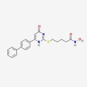 molecular formula C21H21N3O3S B8036071 N-hydroxy-5-[[4-oxo-6-(4-phenylphenyl)-1H-pyrimidin-2-yl]sulfanyl]pentanamide 