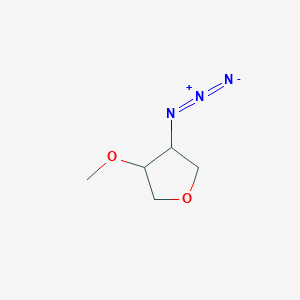 molecular formula C5H9N3O2 B8036092 3-Azido-4-methoxyoxolane 